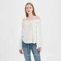 New Long Sleeve Women Off the Shoulder Sexy Sheer Tops the Collarbone Square  Collar